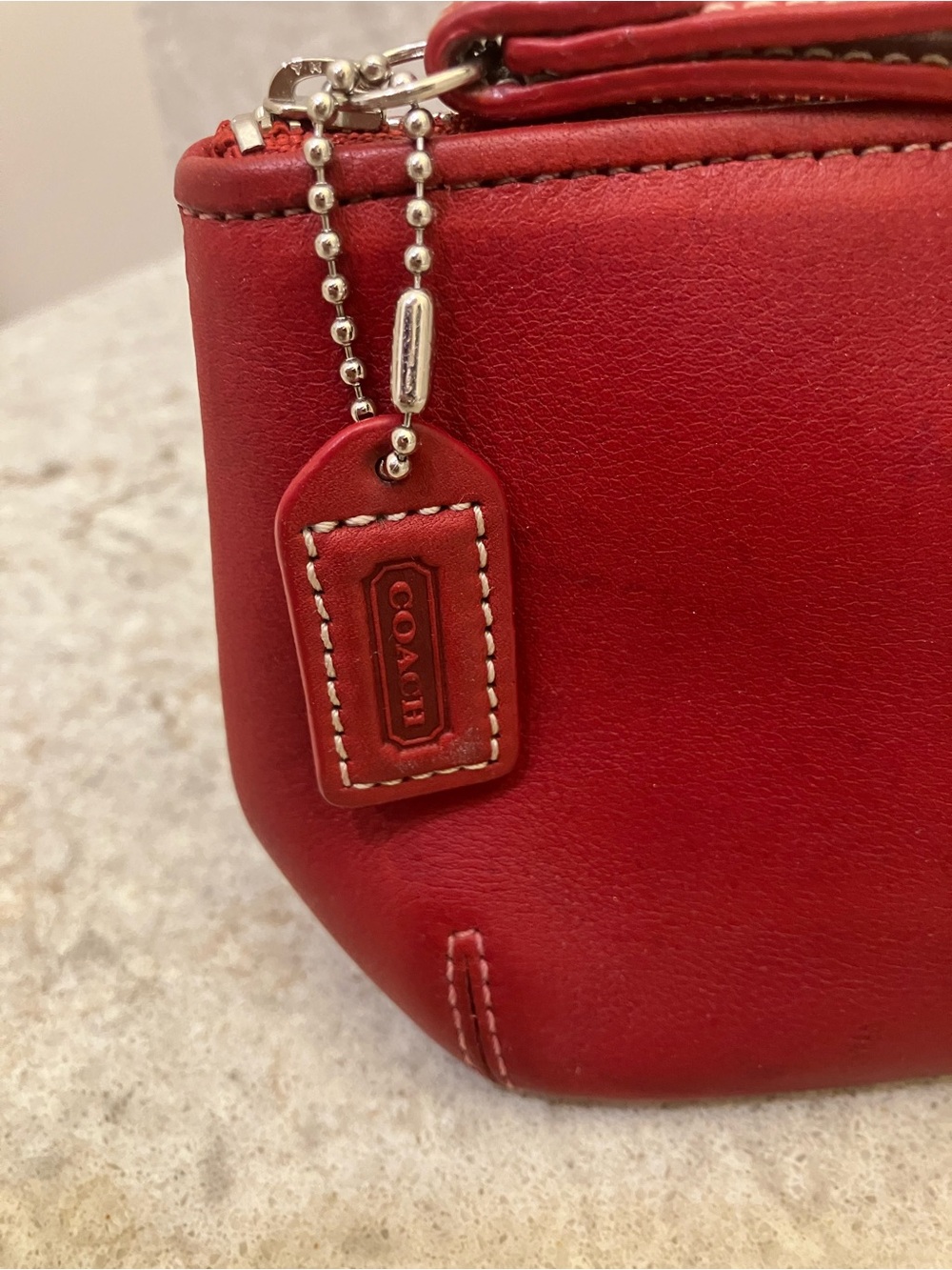 Vintage COACH Red/Burgandy Leather Accessory Cosmetic Bag - Picture 3 of 8